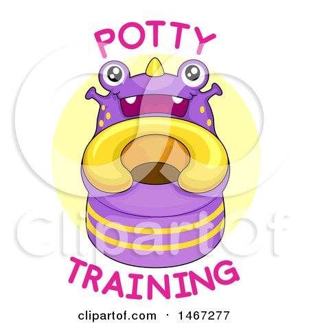 Clipart of a Friendly Monster Toilet Training Potty with Text - Royalty Free Vector Illustration by BNP Design Studio
