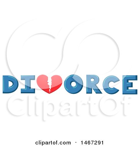 Clipart of a Broken Heart in the Word Divorce, Under Text Space - Royalty Free Vector Illustration by BNP Design Studio
