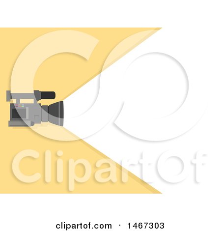Clipart of a Video Camera Emanating a Beam of Light over Yellow - Royalty Free Vector Illustration by BNP Design Studio