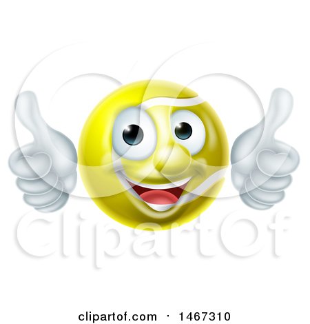 Clipart of a Cartoon Happy Tennis Ball Mascot Giving Two Thumbs up - Royalty Free Vector Illustration by AtStockIllustration