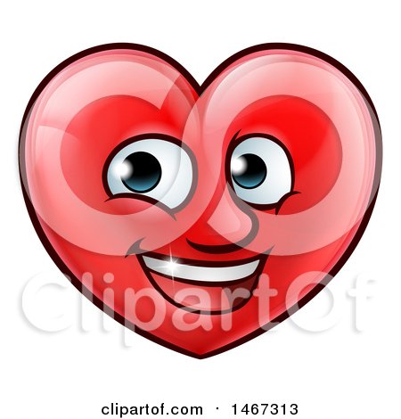 Clipart of a Happy Red Love Heart Character - Royalty Free Vector Illustration by AtStockIllustration