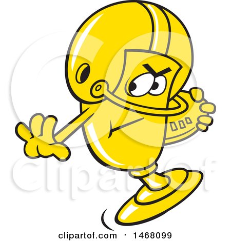 Clipart of a Golden Trophy Cup Mascot Playing Football - Royalty Free Vector Illustration by Johnny Sajem