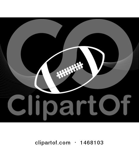 Clipart of a White American Football on a Wave over Black - Royalty Free Vector Illustration by elaineitalia
