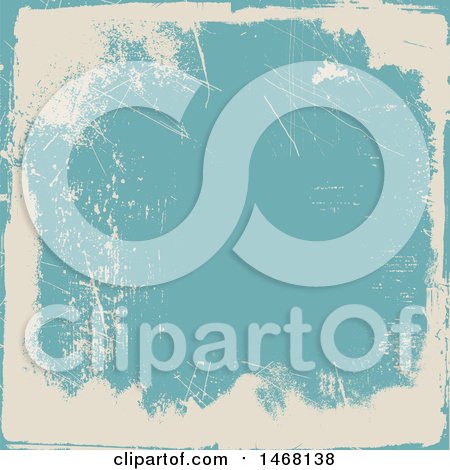 Clipart of a Scratched Beige and Blue Background - Royalty Free Vector Illustration by KJ Pargeter