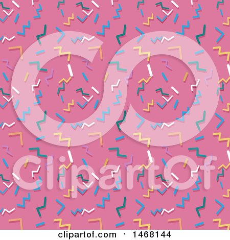 Clipart of a Background of Retro Styled Confetti on Pink - Royalty Free Vector Illustration by KJ Pargeter
