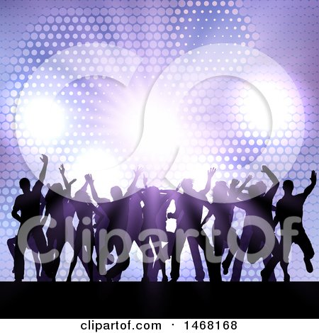 Clipart of a Silhouetted Group of Party People Dancing - Royalty Free Vector Illustration by KJ Pargeter