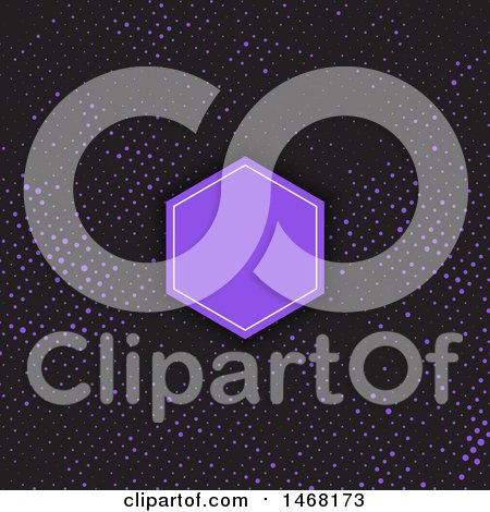 Clipart of a Blank Frame on Purple Halftone Dots on Black - Royalty Free Vector Illustration by KJ Pargeter
