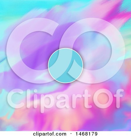 Clipart of a Blue Frame on a Colorful Watercolour Background - Royalty Free Vector Illustration by KJ Pargeter