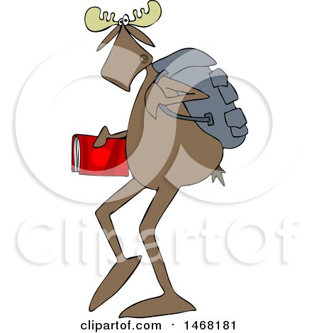 Clipart of a School Moose Walking Upright - Royalty Free Vector Illustration by djart