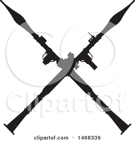 Clipart of a Silhouetted Crossed Rifle Design - Royalty Free Vector Illustration by BestVector