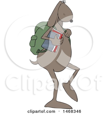 Clipart of a Dog School Student Walking Upright - Royalty Free Vector Illustration by djart