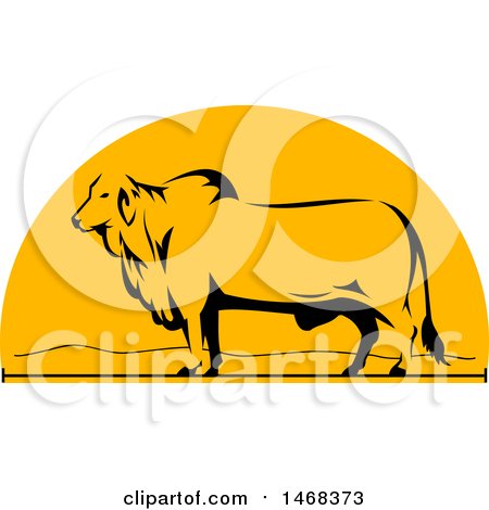 Clipart of a Profiled Brahman Bull in a Half Circle - Royalty Free Vector Illustration by patrimonio