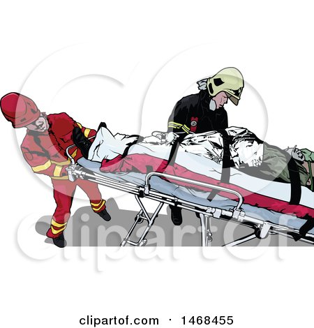 Clipart of a Paramedics Team Tending to a Patient - Royalty Free Vector Illustration by dero