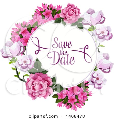 Clipart of a Floral Wedding Save the Date Design - Royalty Free Vector Illustration by Vector Tradition SM
