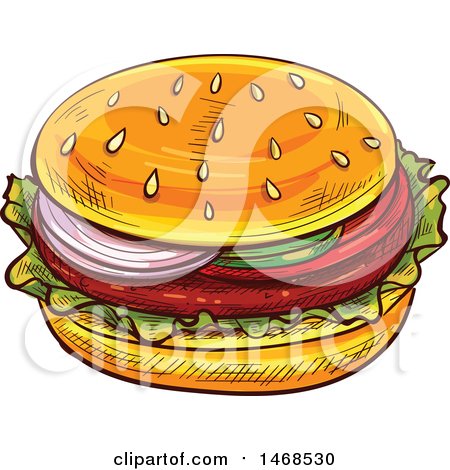 Clipart of a Sketched Hamburger - Royalty Free Vector Illustration by Vector Tradition SM
