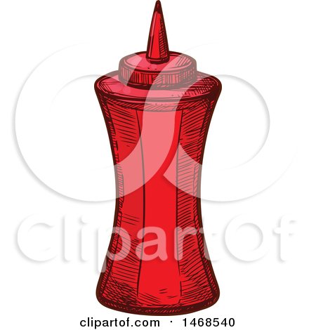 Clipart of a Sketched Bottle of Ketchup - Royalty Free Vector Illustration by Vector Tradition SM