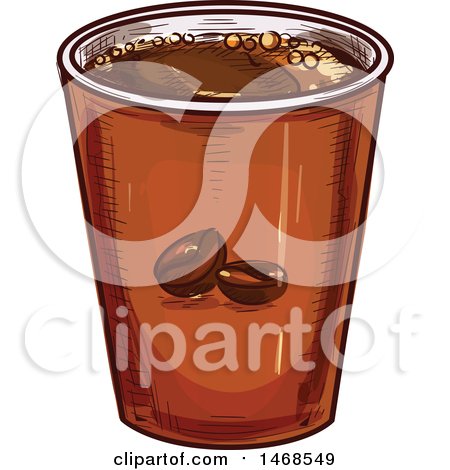 Clipart of a Sketched Takeout Coffee Cup - Royalty Free Vector Illustration by Vector Tradition SM