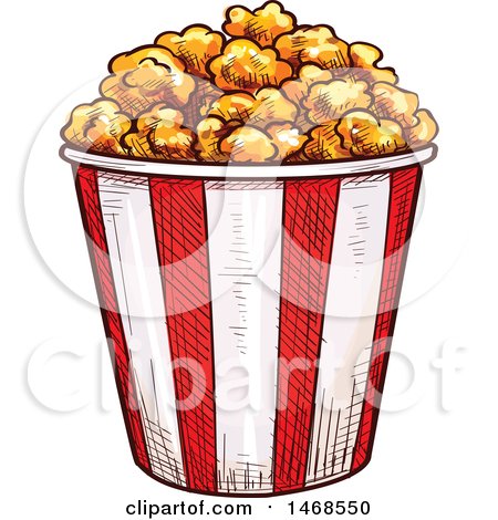 Clipart of a Sketched Buckte of Popcorn - Royalty Free Vector Illustration by Vector Tradition SM