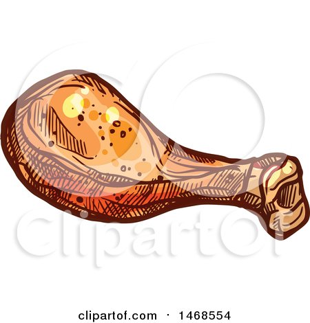 Clipart of a Sketched Chicken Leg - Royalty Free Vector Illustration by Vector Tradition SM