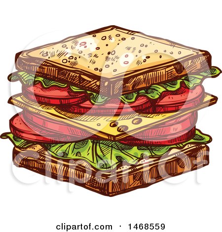 Clipart of a Sketched Sandwich - Royalty Free Vector Illustration by Vector Tradition SM