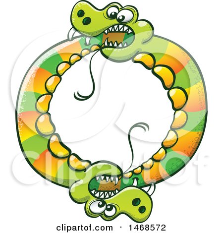 Clipart of a Circle of Snakes Biting Each Other - Royalty Free Vector Illustration by Zooco