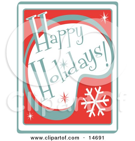 Retro Happy Holidays Greeting Clipart Illustration by Andy Nortnik