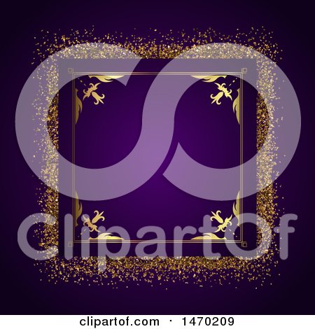 Clipart of a Golden Glitter Frame Background - Royalty Free Vector Illustration by KJ Pargeter