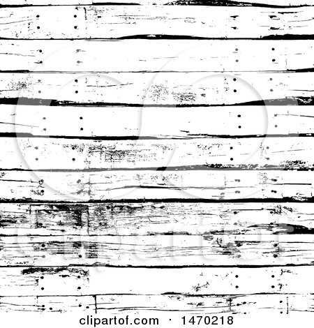Clipart of a Black and White Grungy Wood Panel Background - Royalty Free Vector Illustration by KJ Pargeter