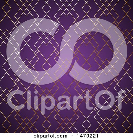 Clipart of a Gold Pattern and Purple Background - Royalty Free Vector Illustration by KJ Pargeter