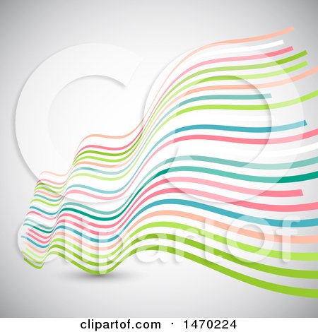 Clipart of a Colorful Lined Wave on a Shaded Background - Royalty Free Vector Illustration by KJ Pargeter