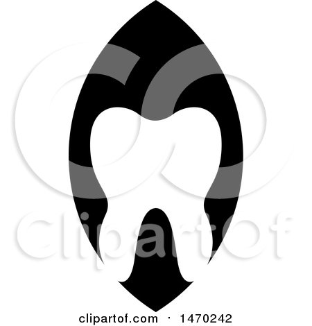 Clipart of a Black and White Leaf and Tooth Design - Royalty Free Vector Illustration by Lal Perera