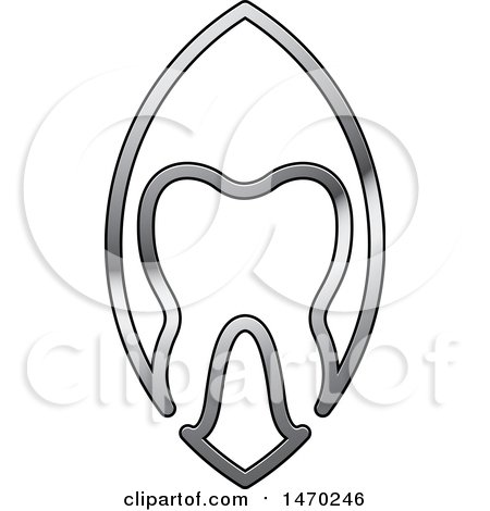 Clipart of a Silver Leaf and Tooth Design - Royalty Free Vector Illustration by Lal Perera