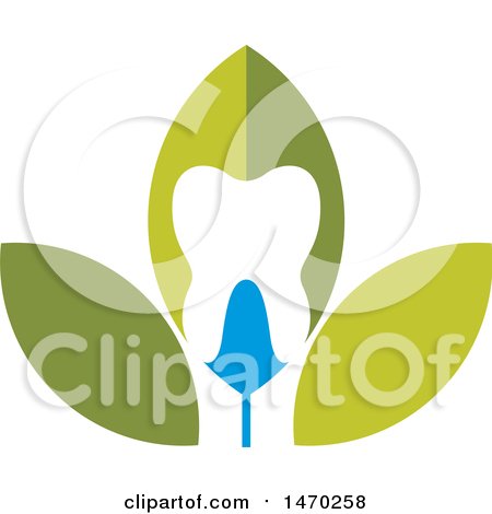 Clipart of a Green and Blue Leaf Tooth Design - Royalty Free Vector Illustration by Lal Perera