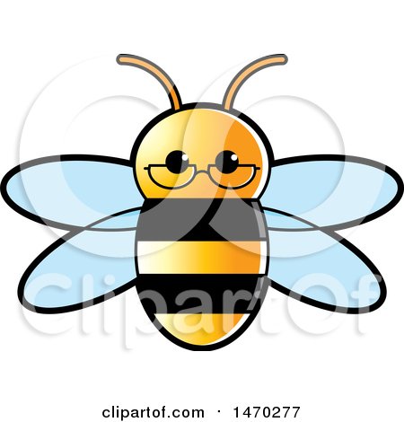 Clipart of a Bee Wearing Glasses - Royalty Free Vector Illustration by Lal Perera