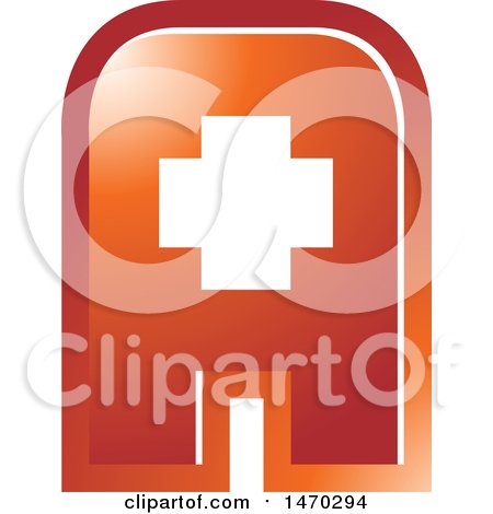 Clipart of a Medical Cross in a Gradient Red Letter a - Royalty Free Vector Illustration by Lal Perera