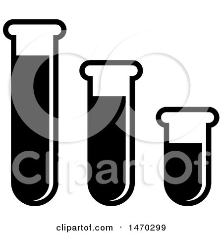 Clipart of a Row of Black and White Test Tubes - Royalty Free Vector Illustration by Lal Perera