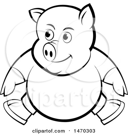 Clipart of a Black and White Pig Wearing Clothes - Royalty Free Vector Illustration by Lal Perera