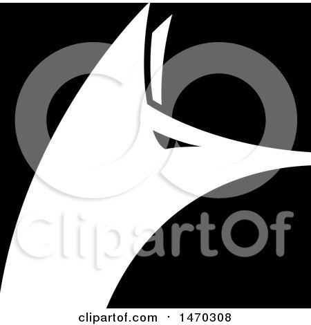 Clipart of a White Silhouetted Fox Head in a Black Square - Royalty Free Vector Illustration by Lal Perera