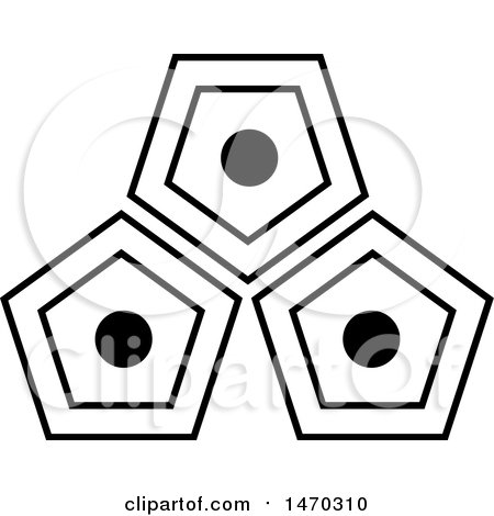 Clipart of a Design of Three Black and White Pentagons - Royalty Free Vector Illustration by Lal Perera