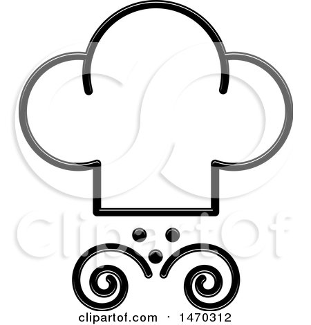 Clipart of a Black and White Chef Toque Hat Face - Royalty Free Vector Illustration by Lal Perera