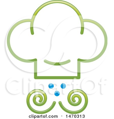 Clipart of a Green and Blue Chef Toque Hat Face - Royalty Free Vector Illustration by Lal Perera