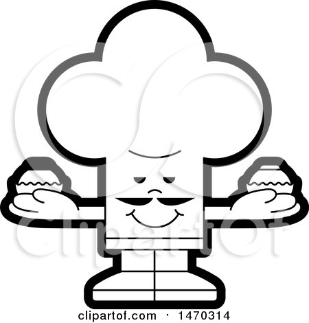 Clipart of a Black and White Chef Toque Hat Character Holding Cupcakes - Royalty Free Vector Illustration by Lal Perera