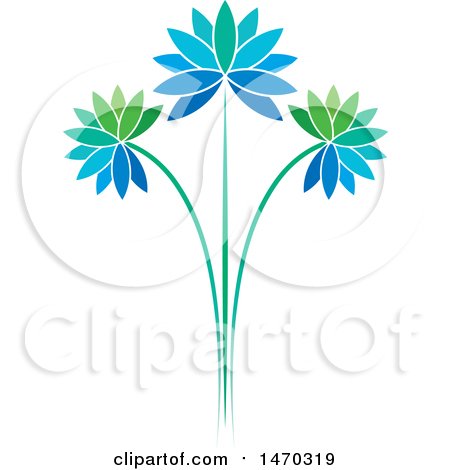 Clipart of Blue and Green Flowers - Royalty Free Vector Illustration by Lal Perera
