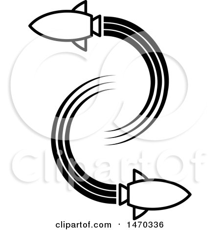 Clipart of Black and White Rockets - Royalty Free Vector Illustration by Lal Perera