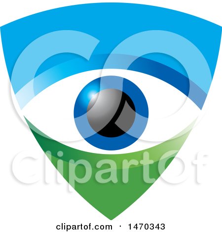 Clipart of a Blue and Green Shield with an Eye Ball - Royalty Free Vector Illustration by Lal Perera