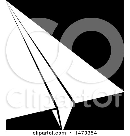 Clipart of a White Paper Airplane on Black - Royalty Free Vector Illustration by Lal Perera