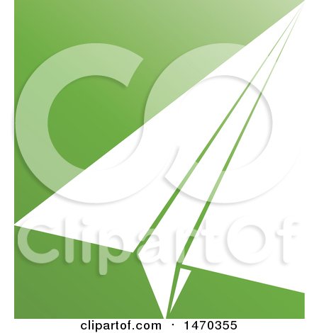 Clipart of a White Paper Airplane on Green - Royalty Free Vector Illustration by Lal Perera
