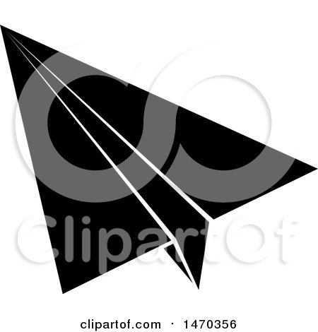 Clipart of a Black and White Paper Airplane - Royalty Free Vector Illustration by Lal Perera