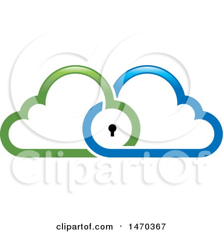 Clipart of a Key Hole in Blue and Green Clouds - Royalty Free Vector Illustration by Lal Perera