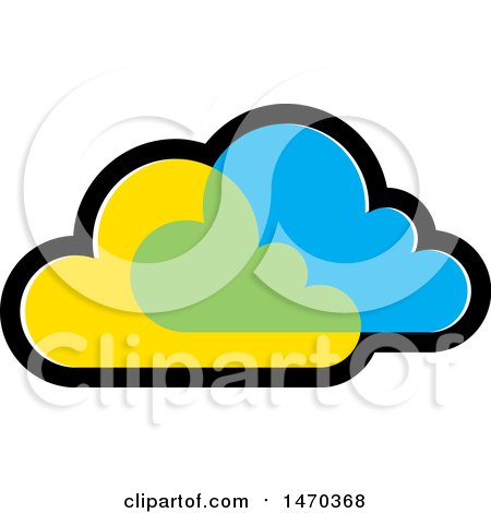 Clipart of Overlapping Blue and Yellow Clouds - Royalty Free Vector Illustration by Lal Perera